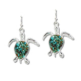 110313, OCEAN SEA TURTLE TURQUOISE DANGLE EARRING