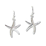 110326, OCEAN STARFISH PAVE STONE DANGLE EARRING