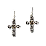 110328, FLORAL ACCENT PAVE CROSS DANGLE EARRING