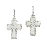 110330, MOTHER OF PEARL CROSS DANGLE EARRING