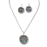 110333, ABALONE ACCENT TREE OF LIFE ROUND PENDANT NECKLACE