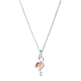110343, ENAMEL TROPICAL FLAMINGO PENDNT NECKLACE