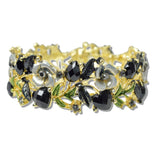 110344, GOLD VINTAGE INSPIRED RHINESTONE ENAMEL FLOWER BRACELET