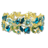 110344, GOLD VINTAGE INSPIRED RHINESTONE ENAMEL FLOWER BRACELET