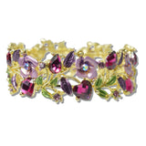 110344, GOLD VINTAGE INSPIRED RHINESTONE ENAMEL FLOWER BRACELET