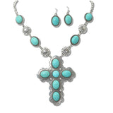 110351, WESTERN TURQUOISE CROSS NECKLACE
