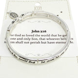 110377, JOHN 3:16 CHRISTIAN FISH CHARM STRETCH BRACELET