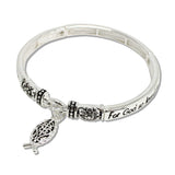110377, JOHN 3:16 CHRISTIAN FISH CHARM STRETCH BRACELET