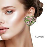 110382, SORORITY RHINESTONE HEART CLIP ON EARRING