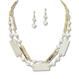 110387, HAMMERED AND CELLULOID ACETATE RECTANGLUAR DOUBLE LAYERED NECKLACE