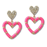 110398, CRYSTAL PAVE AND THREAD WRAPPED HEART DROP EARRING