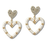 110398, CRYSTAL PAVE AND THREAD WRAPPED HEART DROP EARRING