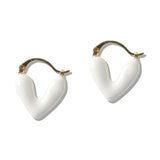 110399, ENAMEL V SHAPE HEART HUGGIE HOOPS EARRINGS