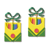 110401, TEACHER APPRECIATION CRAYON BOX DROP EARRINGS