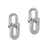 110402, 14K GOLD PLATED PAVE CUBIC ZIRCONIA CRYSTAL LINK DROP EARRINGS