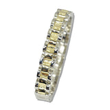 110406, 14K GOLD PLATED TWO TONE WATCH LINK BANGLE BRACELET