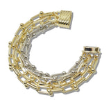 110409, 14K GOLD PLATED TWO TONE MULTI STRAND MAGNETIC BRACELET