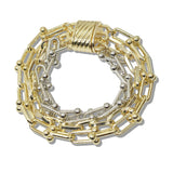 110409, 14K GOLD PLATED TWO TONE MULTI STRAND MAGNETIC BRACELET