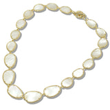 110413, 14K GOLD PLATED PEARL ORGANIC STATION NECKLACE