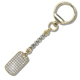 110415, 14K GOLD PLATED PAVE CUBIC ZIRCONIA DOG TAG KEYCHAIN