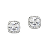 110426, 8MM GOLD DIPPED CUBIC ZIRCONIA SQUARE HALO STUD EARRING