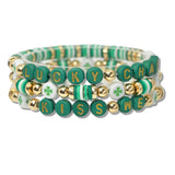 110435, ST PATRICKS DAY LUCKY CHARM MULTI LAYERED BEADED STRETCH BRACELET