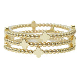 110440, CLOVER ACCENT MULTI LAYERED BEADED STRETCH BRACELET