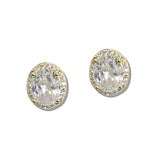 110441, OVAL CUT HALO CUBIC ZIRCONIA STUD EARRINGS