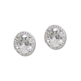 110441, OVAL CUT HALO CUBIC ZIRCONIA STUD EARRINGS