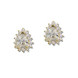110442, TEARDROP CUT HALO CUBIC ZIRCONIA STUD EARRINGS