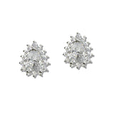 110442, TEARDROP CUT HALO CUBIC ZIRCONIA STUD EARRINGS