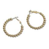 110445, 30MM MINIMAL BRASS BEADED HOOP EARRINGS