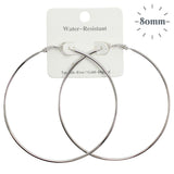 110447, 80MM GOLD DIPPED WATER RESISTANT THIN HOOP EARRINGS