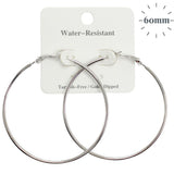 110449, 60MM GOLD DIPPED WATER RESISTANT THIN HOOP EARRINGS