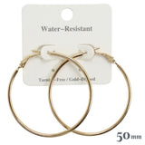 110450, 50MM GOLD DIPPED WATER RESISTANT THIN HOOP EARRINGS
