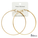 110452, 80MM GOLD DIPPED WATER RESISTANT OVERSIZED HOOP EARRINGS