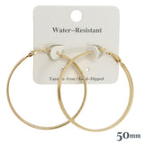 110454, 50MM GOLD DIPPED WATER RESISTANT HOOP EARRINGS