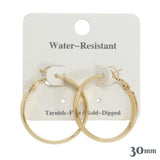 110455, 30MM GOLD DIPPED WATER RESISTANT HOOP EARRINGS