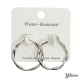 110456, 30MM GOLD DIPPED WATER RESISTANT TWISTED HOOP EARRINGS