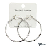 110457, 50MM GOLD DIPPED WATER RESISTANT TWISTED HOOP EARRINGS