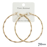 110458, 70MM GOLD DIPPED WATER RESISTANT TWISTED OVERSIZED HOOP EARRINGS