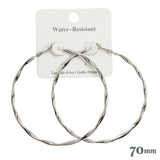 110458, 70MM GOLD DIPPED WATER RESISTANT TWISTED OVERSIZED HOOP EARRINGS