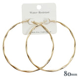 110459, 80MM GOLD DIPPED WATER RESISTANT TWISTED OVERSIZED HOOP EARRINGS