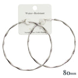 110459, 80MM GOLD DIPPED WATER RESISTANT TWISTED OVERSIZED HOOP EARRINGS