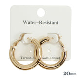 110460, 20MM GOLD DIPPED WATER RESISTANT CHUNKY HOOP EARRINGS