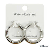 110460, 20MM GOLD DIPPED WATER RESISTANT CHUNKY HOOP EARRINGS