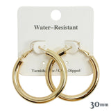 110461, 30MM GOLD DIPPED WATER RESISTANT CHUNKY HOOP EARRINGS