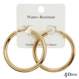 110462, 40MM GOLD DIPPED WATER RESISTANT CHUNKY HOOP EARRINGS