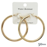 110463, 50MM GOLD DIPPED WATER RESISTANT CHUNKY HOOP EARRINGS