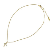 110465, PAVE CROSS CHARM STAINLESS STEEL NECKLACE